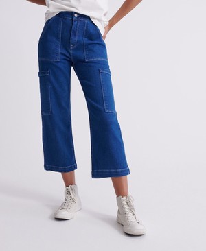 Superdry Wide Leg Utility Női Farmer Sötétkék | KXWCE5079